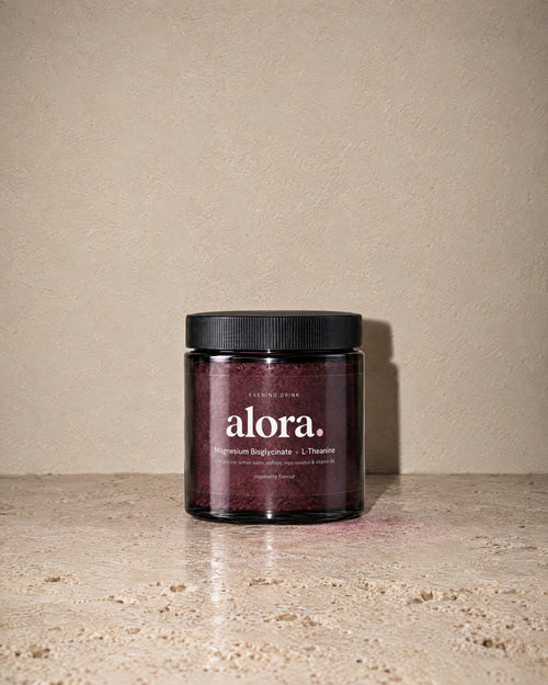 The ALORA evening drink jar on a travertine counter (illustrative image)